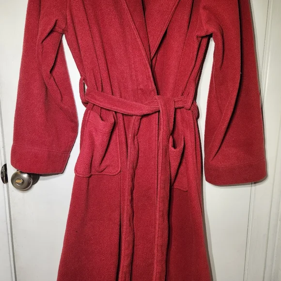LL Bean Womens Petite Large Polyester Robe Red - Picture 2 of 13